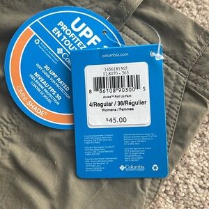 Columbia UPF khaki pants; size 4; never worn